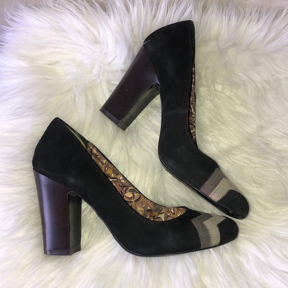 Missoni stacked heel pumps suede baby doll black